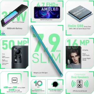 Infinix Note 11 (Glacier Green, 64 GB) (4 GB RAM) - 128gb+6gb